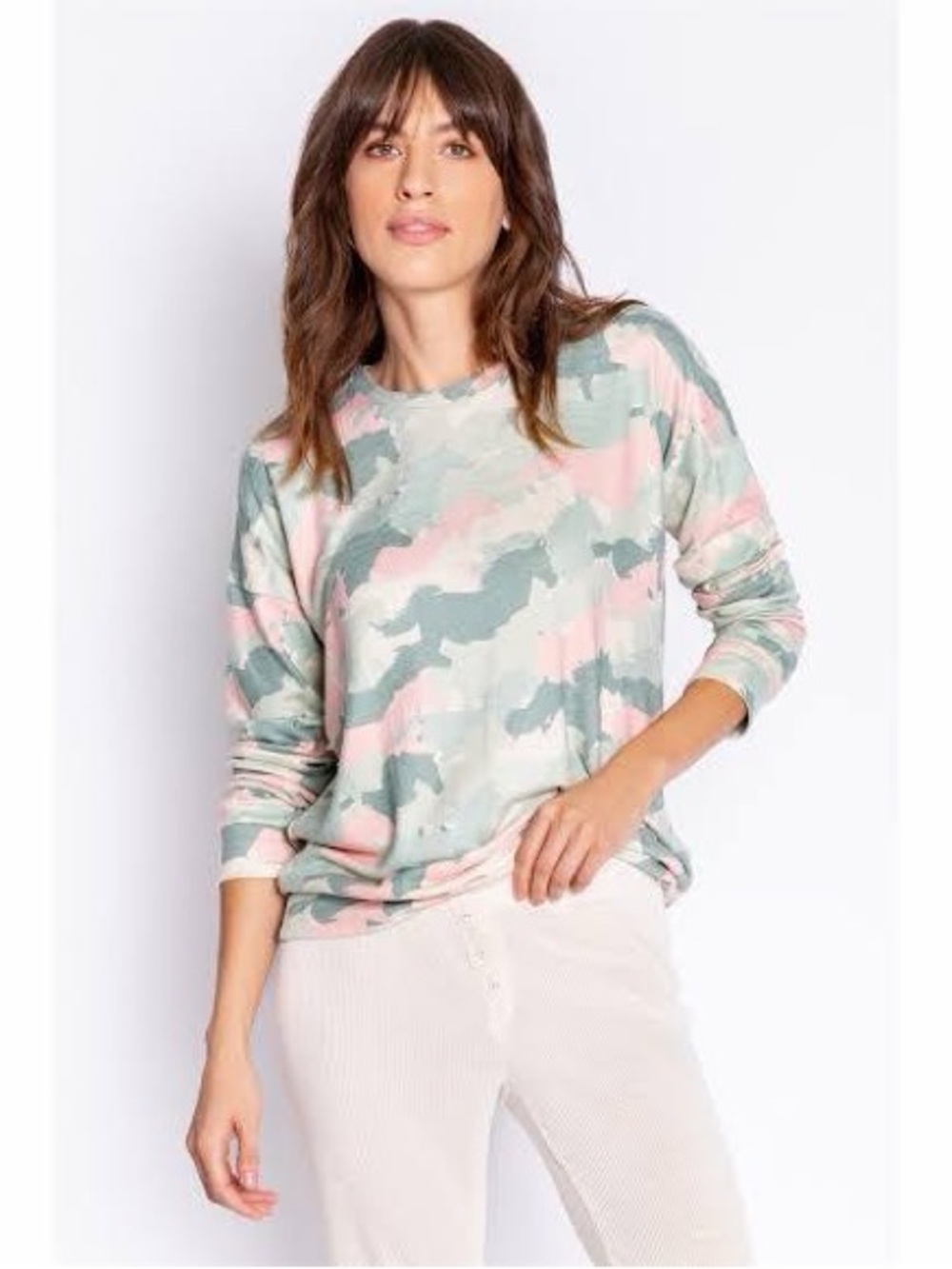 P.J. Salvage long-sleeve top features a pastel camo bloom print medium